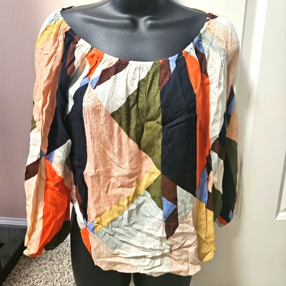 Billabong Multicolor Geometric Off The Shoulder Top